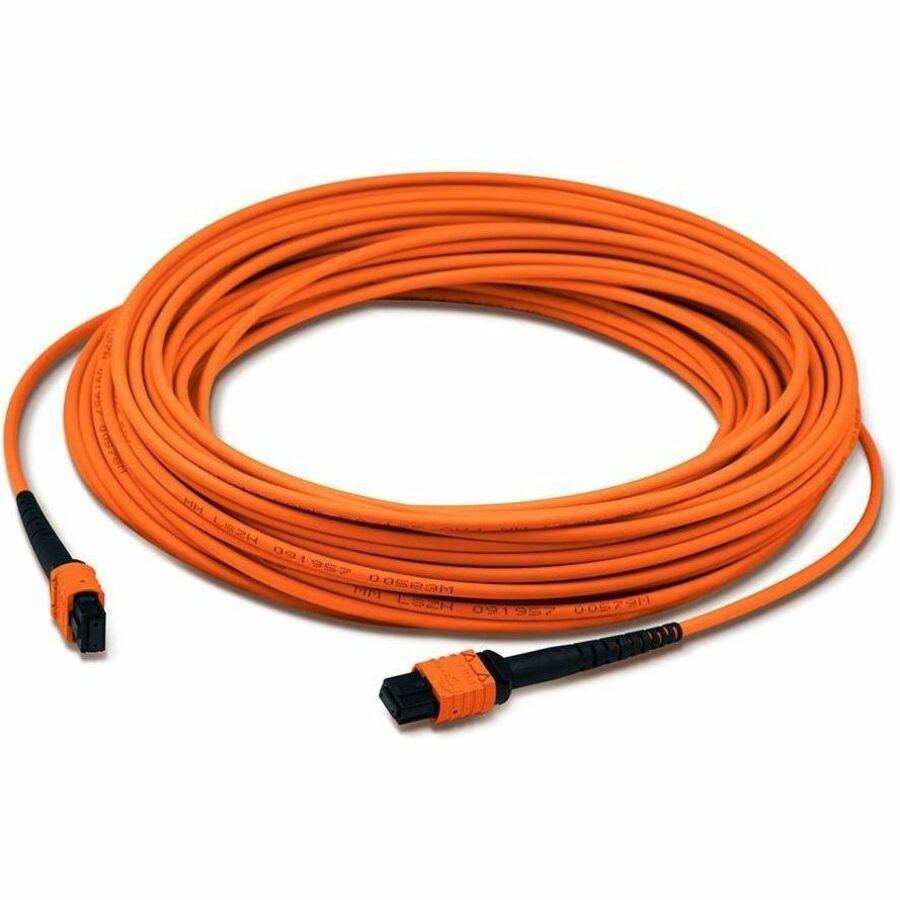 AddOn 15m MPO (Female) to MPO (Female) 12-Strand Orange OM1 Crossover Fiber OFNR (Riser-Rated) Patch Cable - ADD-MPOMPO-15M6MM