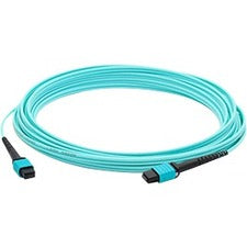 AddOn 40m MPO (Female) to MPO (Female) 12-Strand Aqua OM3 Crossover Fiber OFNR (Riser-Rated) Patch Cable - ADD-MPOMPO-40M5OM3