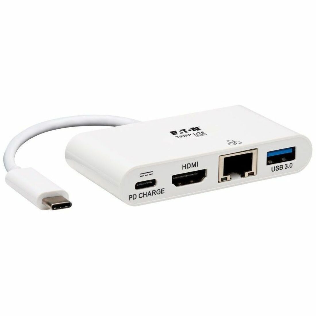 Tripp Lite by Eaton USB-C Multiport Adapter - 4K HDMI USB 3.x (5Gbps) Hub Port GbE 60W PD Charging HDCP White - U444-06N-H4GU-C