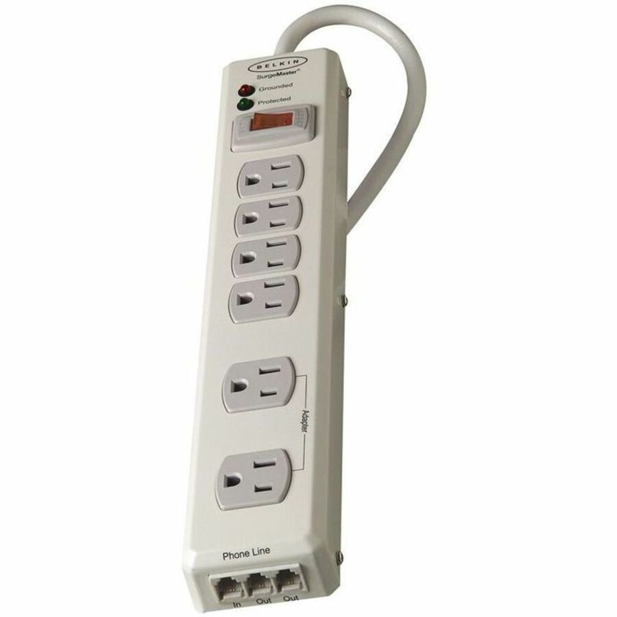 Belkin 6 Outlet Metal Surge Protector with 6ft Power Cord -1240 Joules - Beige - F9H620-06-MTL