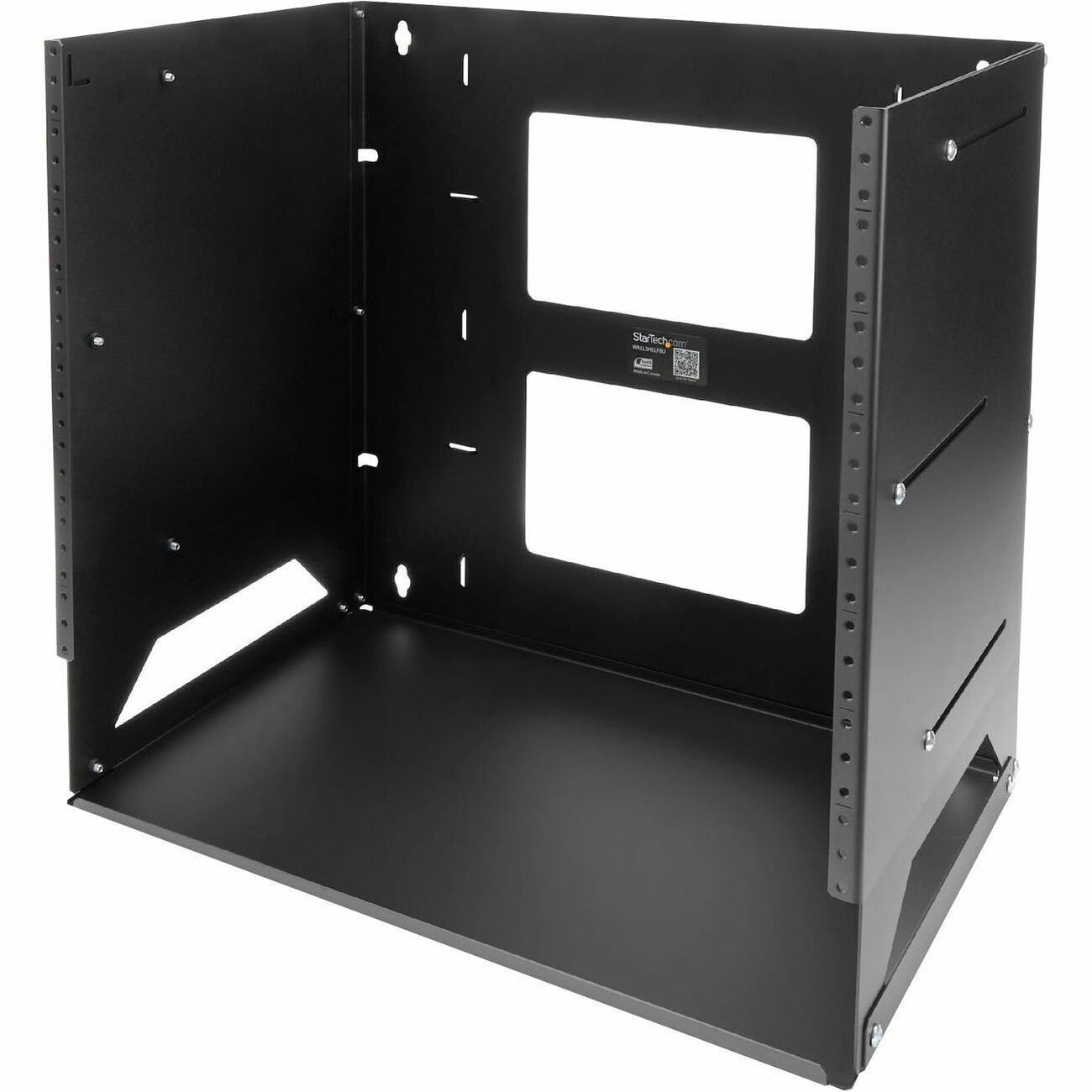 StarTech.com 2-Post 8U Open Frame Wall Mount Network Rack with Built-in Shelf and Adjustable Depth, Computer Rack for IT Equipment, TAA~ - WALLSHELF8U