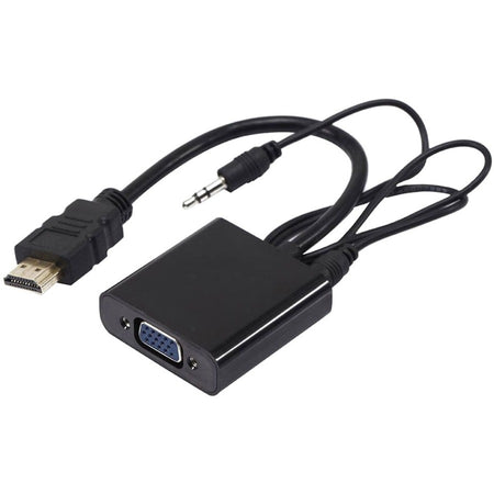 Axiom HDMI Male to VGA Female Adapter with Audio (Black) - HDMIMVGAFA-AX