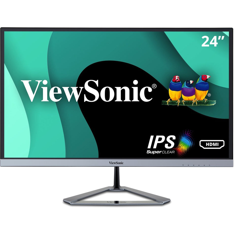 ViewSonic VX2476-SMHD 24 Inch 1080p Widescreen IPS Monitor with Ultra-Thin Bezels, HDMI and DisplayPort - VX2476-SMHD