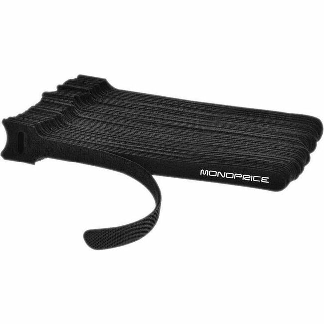 Monoprice Hook and Loop Fastening Cable Ties, 6in, 50 pcs/pack, Black - 6457