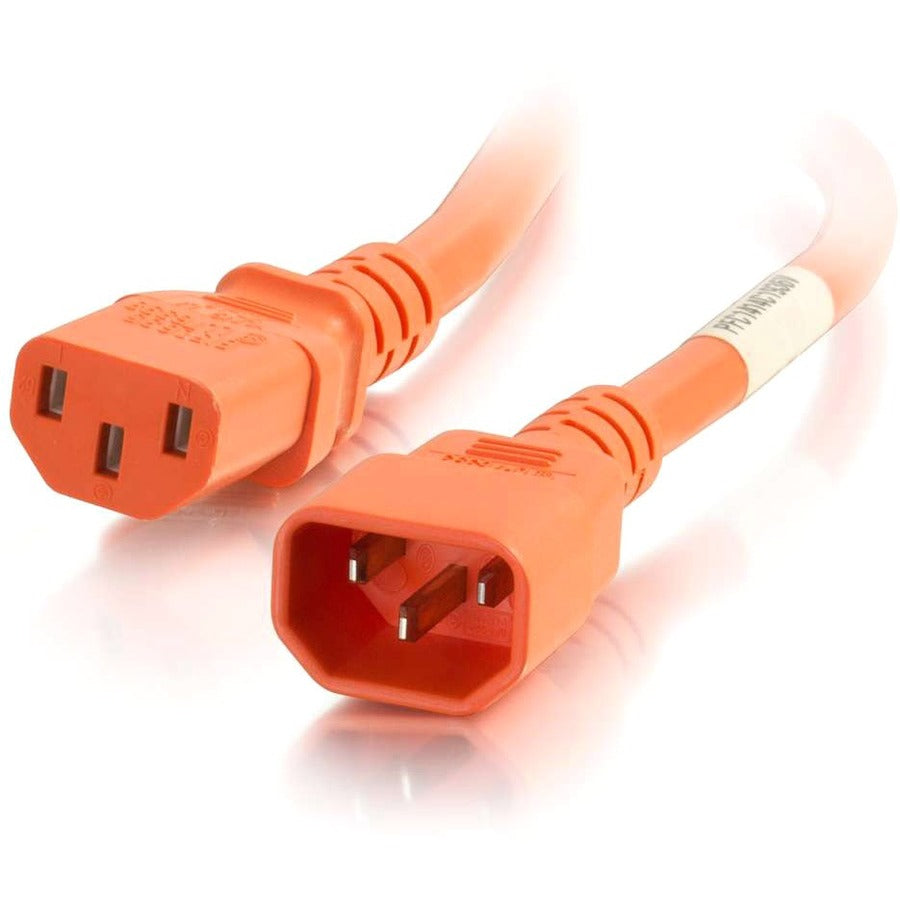 C2G 4ft 18AWG Power Cord (IEC320C14 to IEC320C13) - Orange - 17494