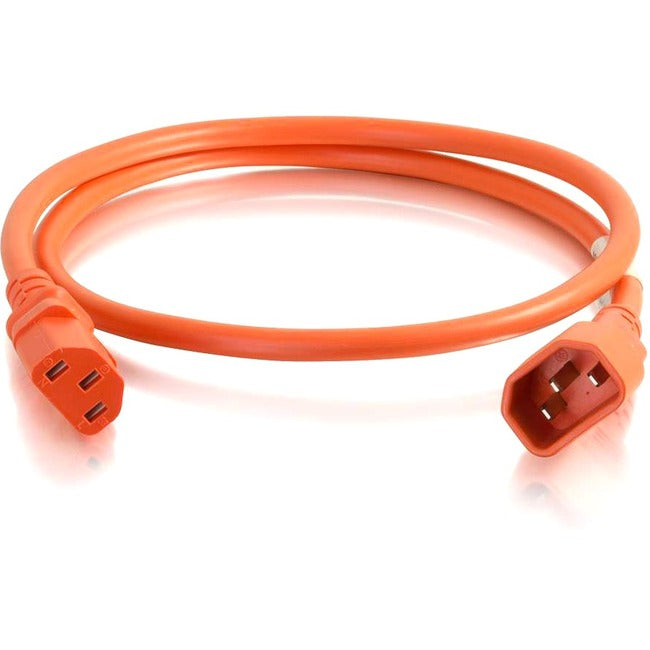 C2G 1ft 14AWG Power Cord (IEC320C14 to IEC320C13) - Orange - 17524