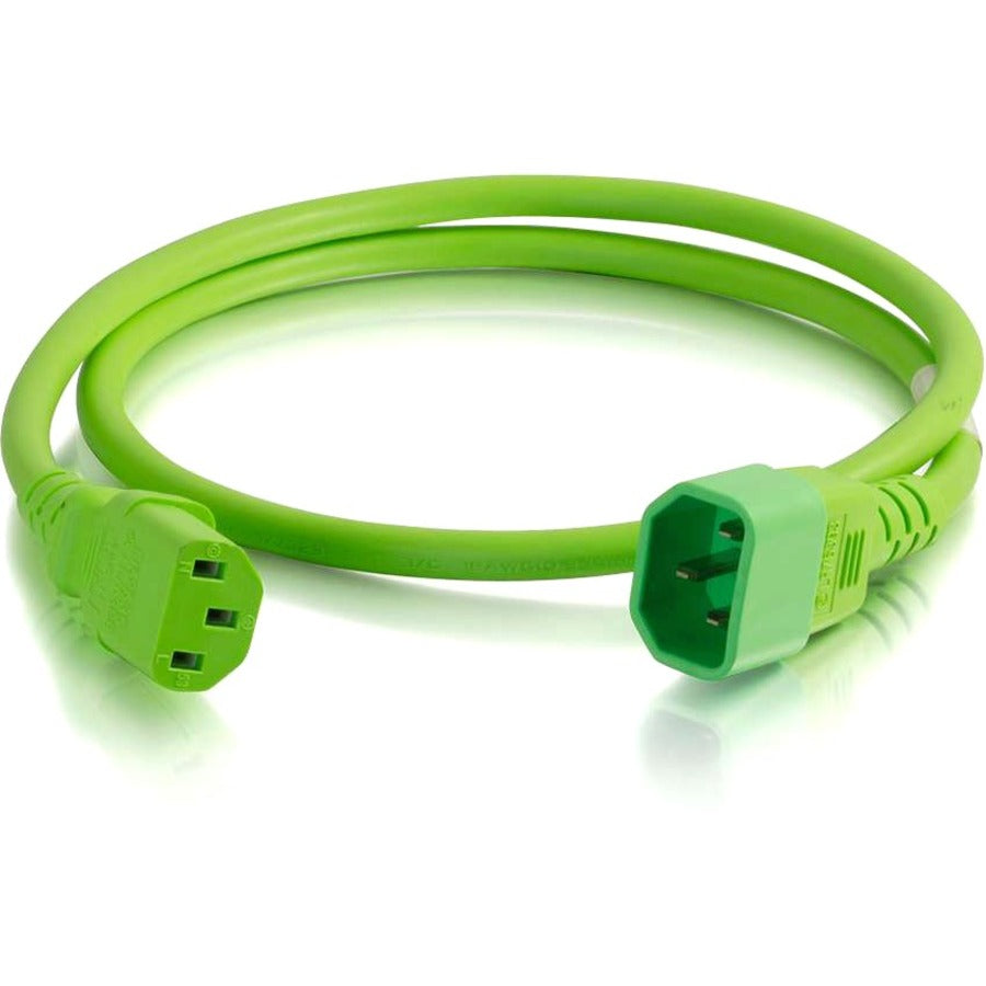 C2G 6ft Universal Power Cord - 14 AWG - IEC320C14 to IEC320C13 - TAA Compliant - Green - 17555