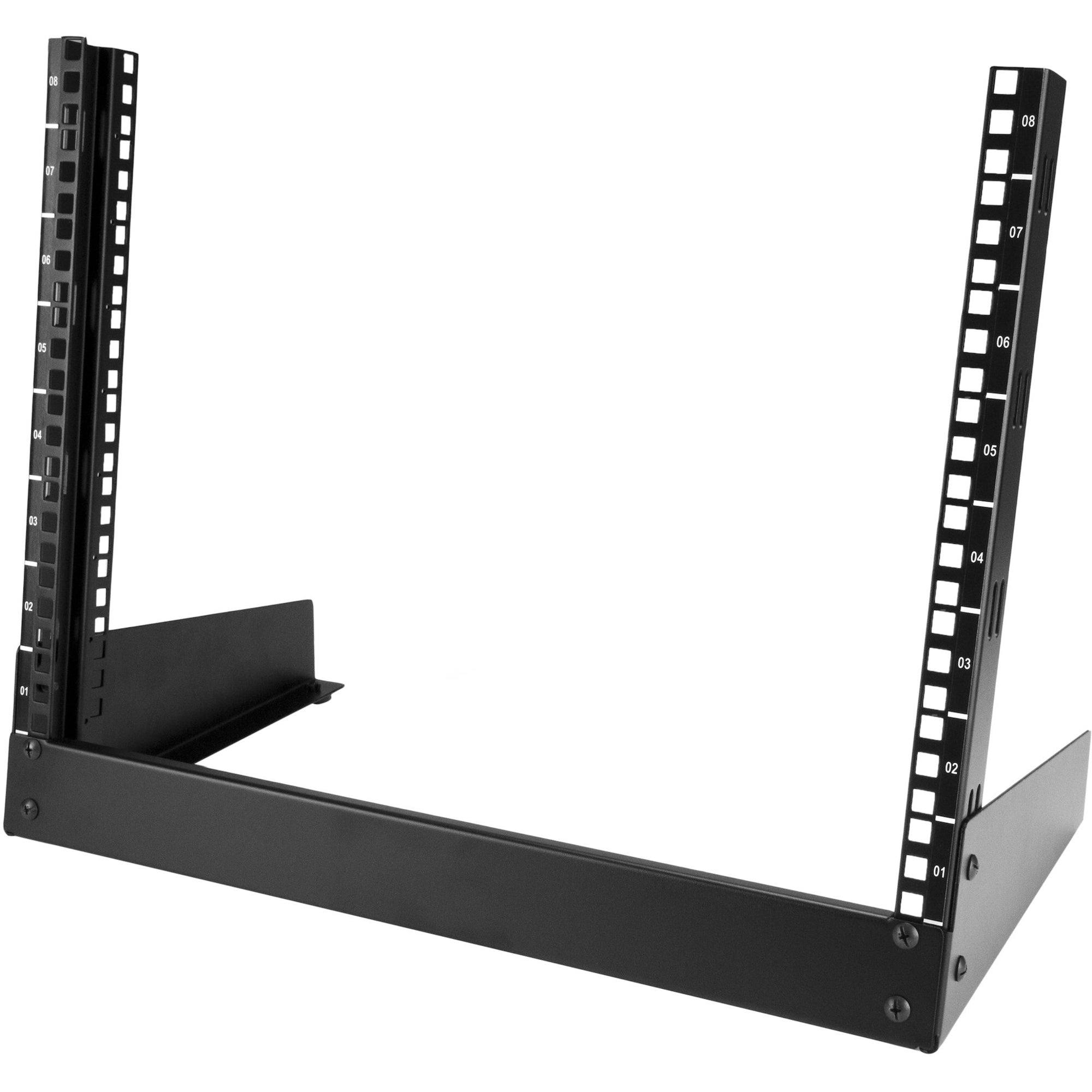 StarTech.com 2-Post 8U Desktop Server Rack, Open Frame 19in Computer Rack, Small Home/Office Rack for AV / Studio / Data / IT Equipment - RK8OD