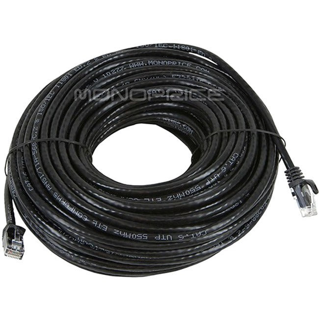 Monoprice FLEXboot Series Cat6 24AWG UTP Ethernet Network Patch Cable, 100ft Black - 9828