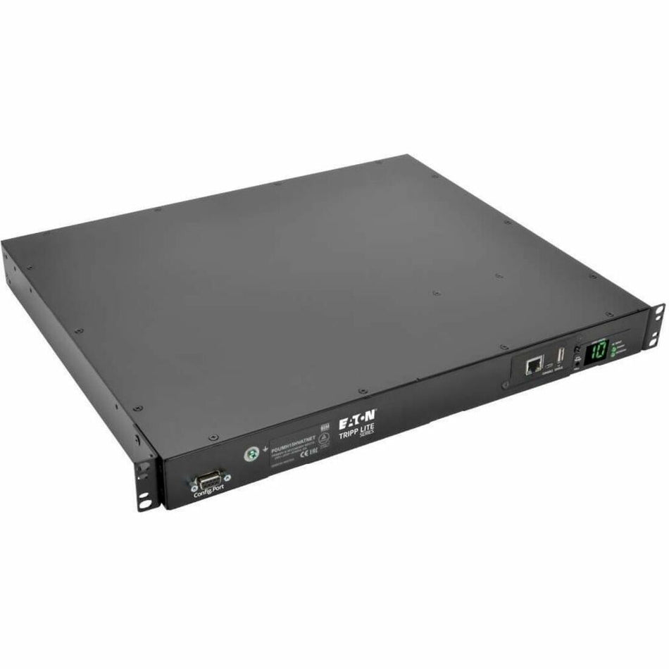 Eaton Tripp Lite Series 2.4kW Single-Phase Switched Automatic Transfer Switch PDU, Two 200-240V C14 Inlets, 10 C13 Outputs, 1U, TAA - PDUMH15HVATNET