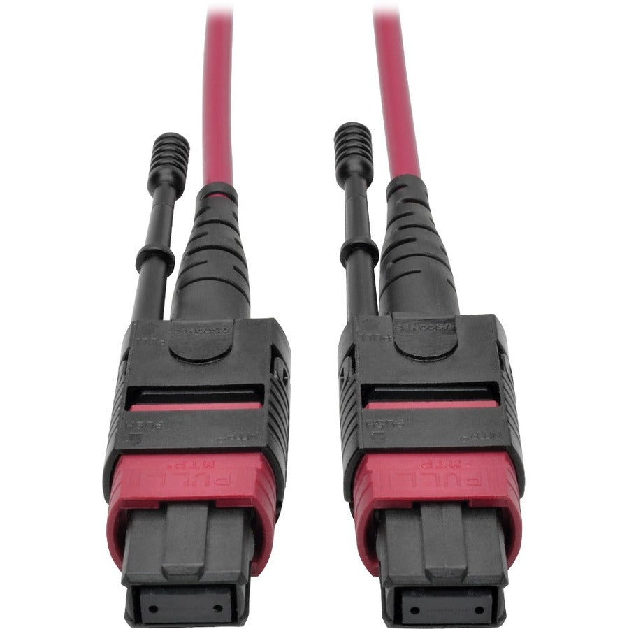 Tripp Lite by Eaton 100G MTP/MPO Multimode OM4 Plenum-Rated Fiber Optic Cable (F/F), 12 Fiber, 40/100GBASE-SR4, Push/Pull Tabs, Magenta, 3 m - N845-03M-12-MG