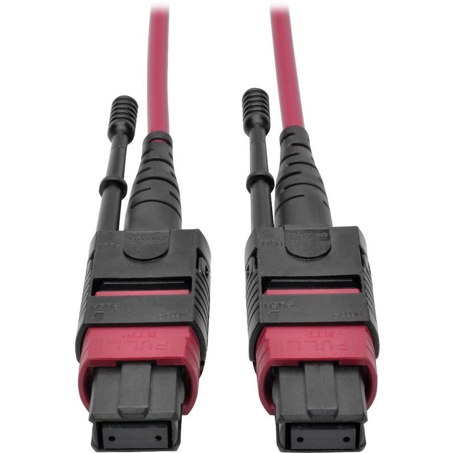 Tripp Lite by Eaton 100G MTP/MPO Multimode OM4 Plenum-Rated Fiber Optic Cable (F/F), 12 Fiber, 40/100GBASE-SR4, Push/Pull Tabs, Magenta, 5 m - N845-05M-12-MG