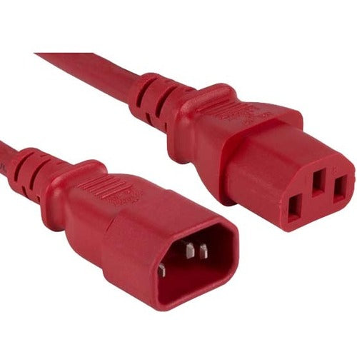 ENET C13 to C14 8ft Red Power Extension Cord / Cable 250V 18 AWG 10A NEMA IEC-320 C13 to IEC-320 C14 8' - C13C14-RD-8F-ENC