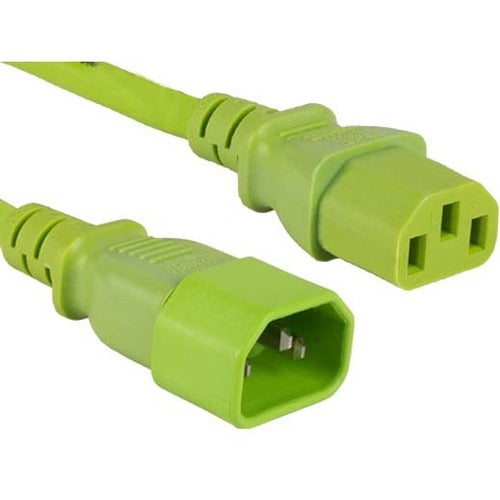 ENET C13 to C14 10ft Green Power Extension Cord / Cable 250V 18 AWG 10A NEMA IEC-320 C13 to IEC-320 C14 10' - C13C14-GN-10F-ENC