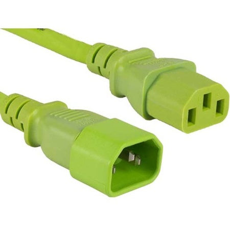 ENET C13 to C14 10ft Green Power Extension Cord / Cable 250V 18 AWG 10A NEMA IEC-320 C13 to IEC-320 C14 10' - C13C14-GN-10F-ENC