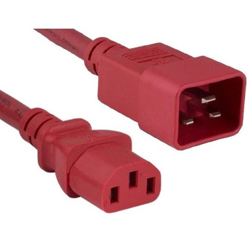 ENET C13 to C14 4ft Red Power Cord / Cable 250V 14 AWG 15A NEMA IEC-320 C13 to IEC-320 C20 4' - C13C20-RD-4F-ENC