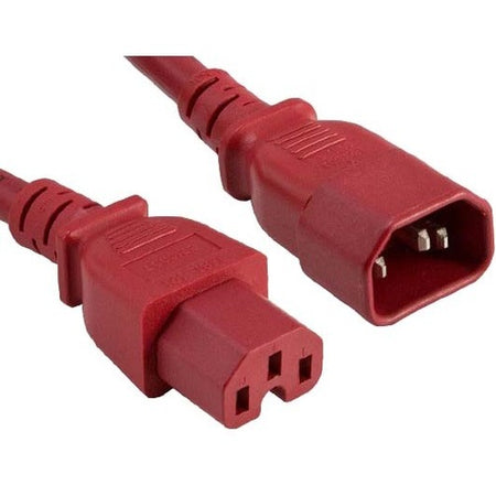 ENET C14 to C15 10ft Red Power Extension Cord 14 AWG 15A NEMA IEC-320 C14 to NEMA IEC-320 C15 Red 10' - C14C15-RD-10F-ENC