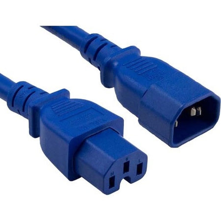 ENET C14 to C15 2ft Blue Power Extension Cord 14 AWG 15A NEMA IEC-320 C14 to NEMA IEC-320 C15 Blue 2' - C14C15-BL-2F-ENC