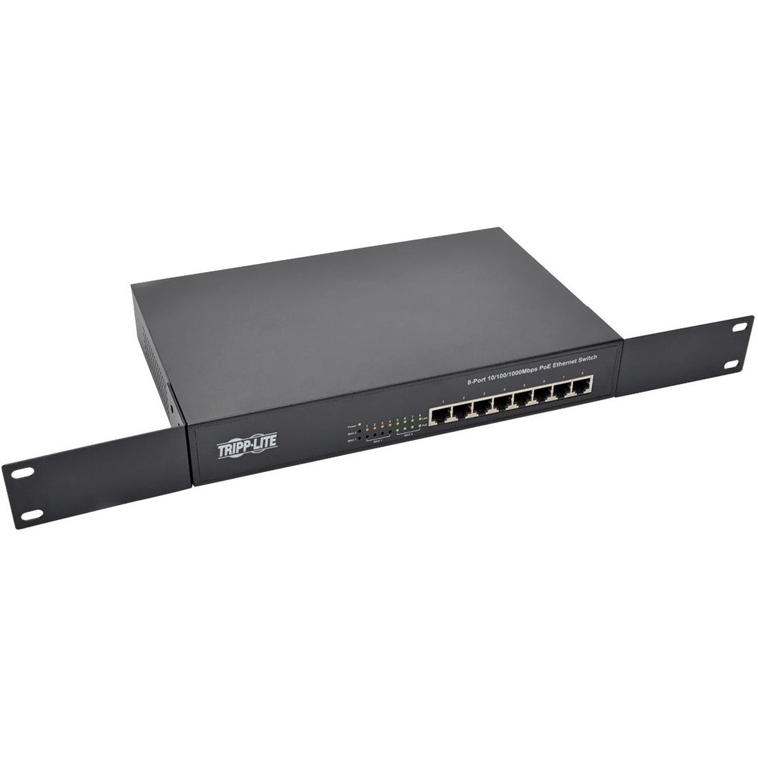 Tripp Lite by Eaton 8-Port 10/100/1000 Mbps 1U Rack-Mount/Desktop Gigabit Ethernet Unmanaged Switch with PoE+, 140W - NG8POE