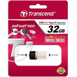 Transcend 32GB JetFlash 890 USB 3.1 On-The-Go Flash Drive - TS32GJF890S