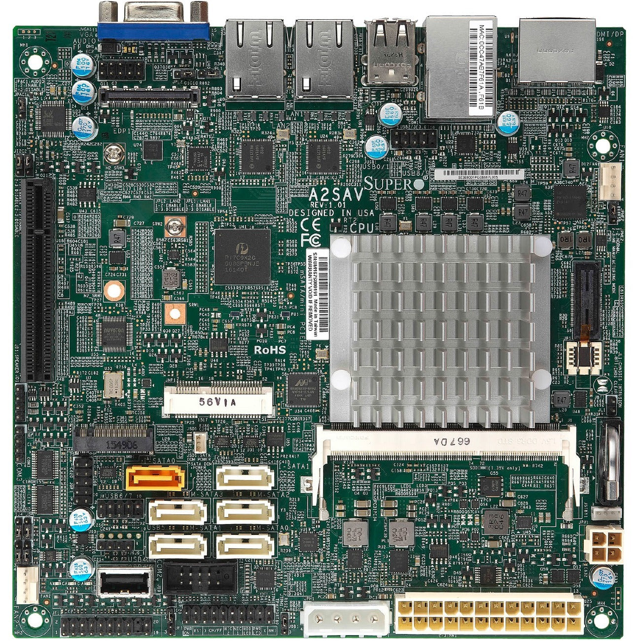 Supermicro A2SAV-L Server Motherboard - Intel Chipset - Socket BGA-1296 - Mini ITX - MBD-A2SAV-L-O