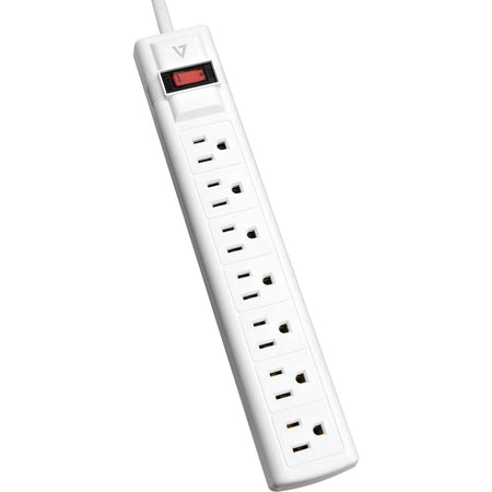 V7 7-Outlet Surge Protector, 12 ft cord, 1050 Joules - White - SA0712W-9N6