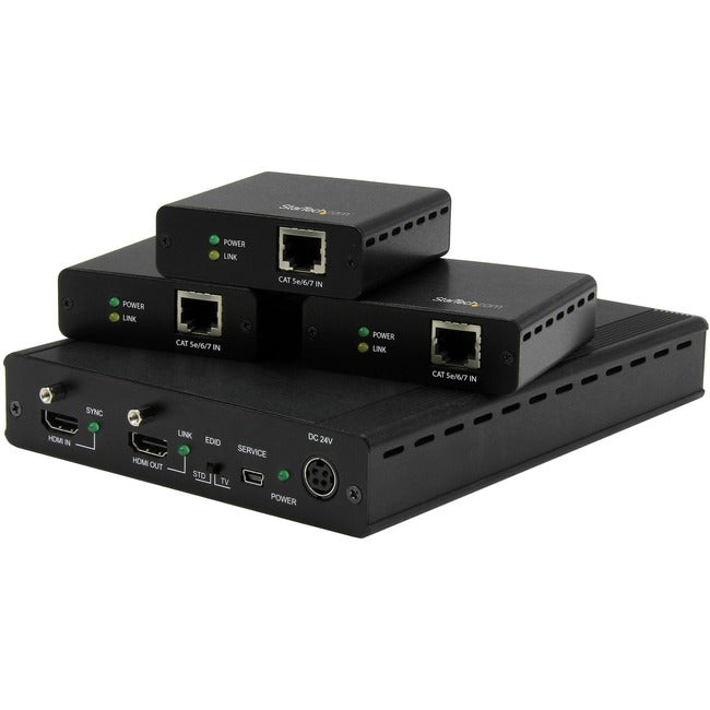 StarTech.com 3 Port HDBaseT Extender Kit with 3 Receivers - 1x3 HDMI over CAT5e/CAT6 Splitter - 1-to-3 HDBaseT Distribution System - Up to 4K - ST124HDBT