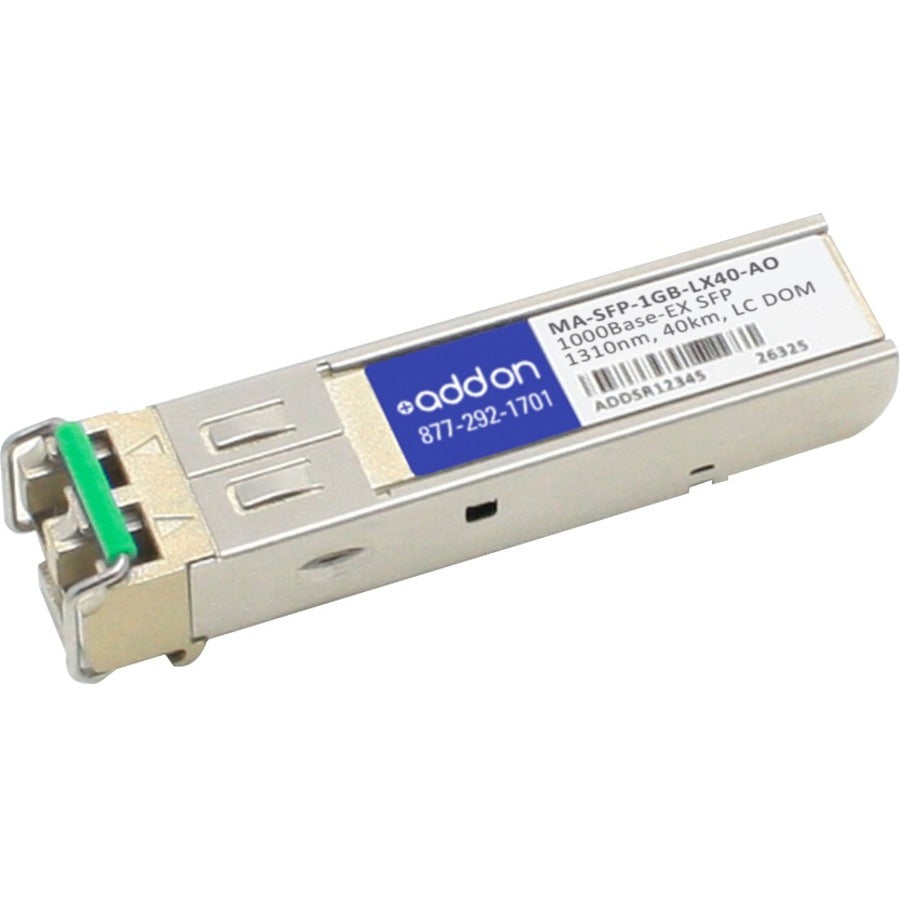 AddOn Cisco Meraki MA-SFP-1GB-LX40 Compatible TAA Compliant 1000Base-EX SFP Transceiver (SMF, 1310nm, 40km, LC, DOM) - MA-SFP-1GB-LX40-AO