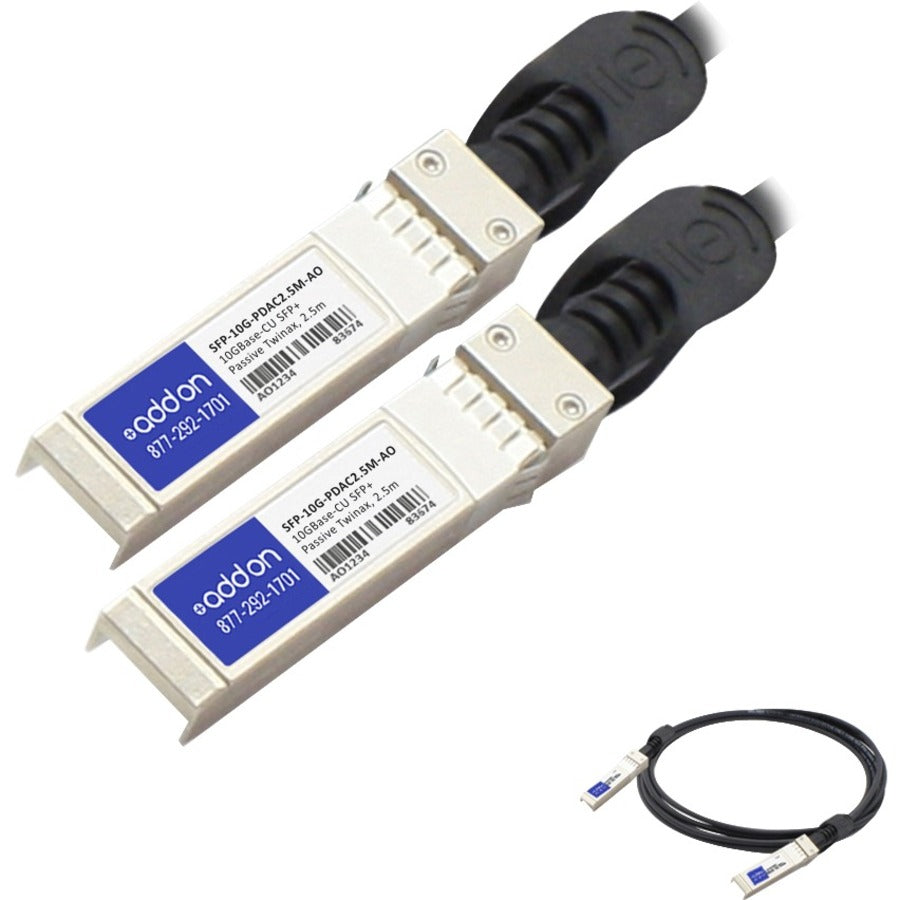 AddOn MSA and TAA Compliant 10GBase-CU SFP+ to SFP+ Direct Attach Cable (Passive Twinax, 2.5m) - SFP-10G-PDAC2.5M-AO