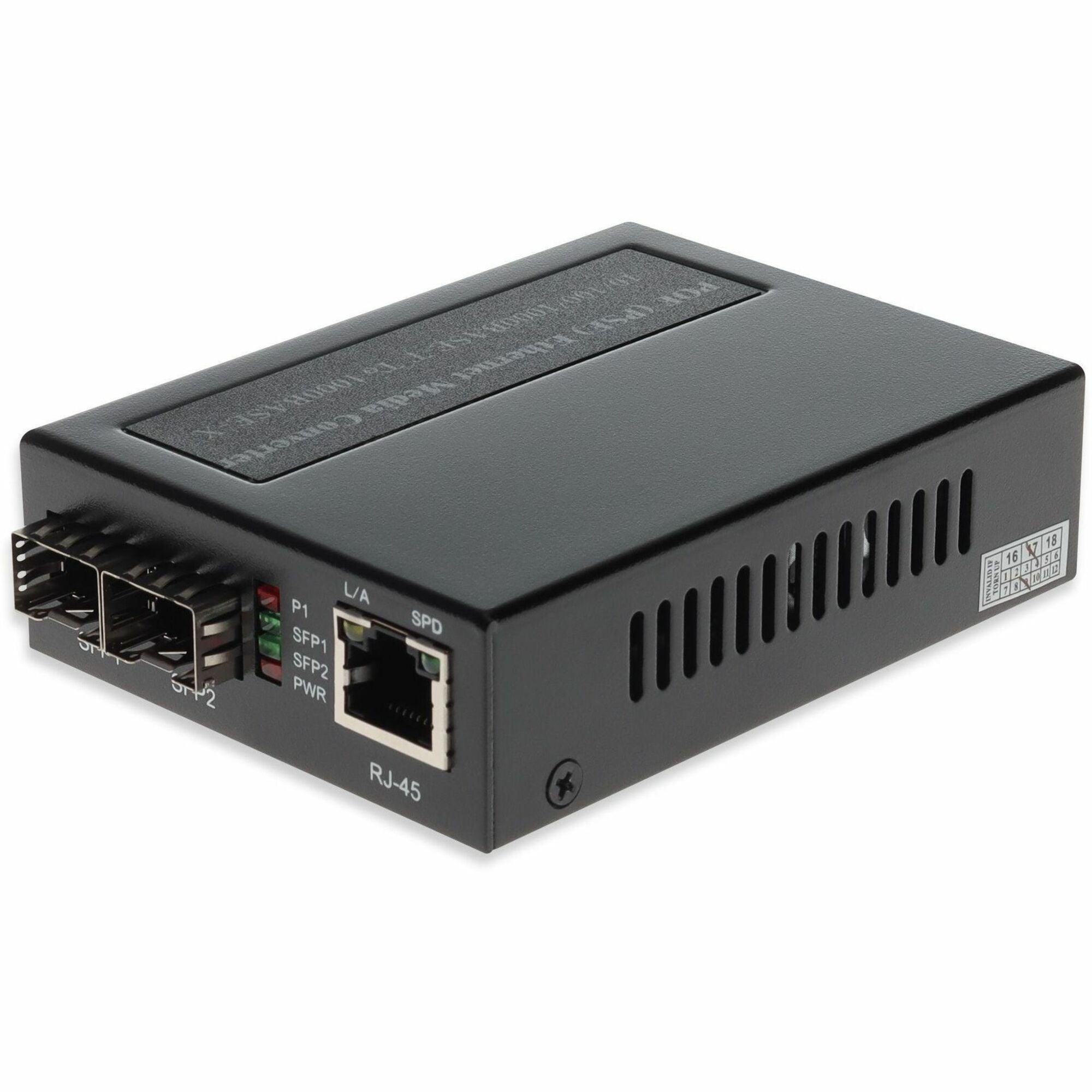 AddOn 10/100/1000Base-TX(RJ-45) to 2 Open SFP Port POE+ Media Converter - ADD-GMC-1RJ2SFP-POE+