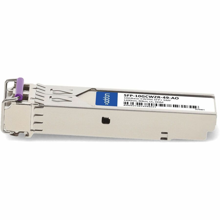 AddOn MRV SFP-10GCWZR-49 Compatible TAA Compliant 10GBase-CWDM SFP+ Transceiver (SMF, 1490nm, 80km, LC, DOM) - SFP-10GCWZR-49-AO