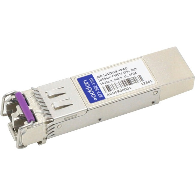 AddOn MRV SFP-10GCWER-49 Compatible TAA Compliant 10GBase-CWDM SFP+ Transceiver (SMF, 1490nm, 40km, LC, DOM) - SFP-10GCWER-49-AO