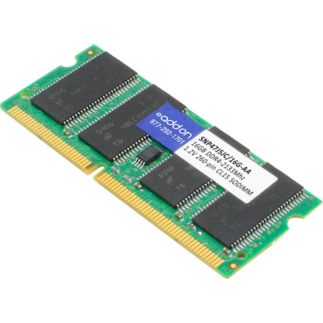 AddOn AA2133D4DR8S/16G x1 Dell SNP47J5JC/16G Compatible 16GB DDR4-2133MHz Unbuffered Dual Rank x8 1.2V 260-pin CL15 SODIMM - SNP47J5JC/16G-AA