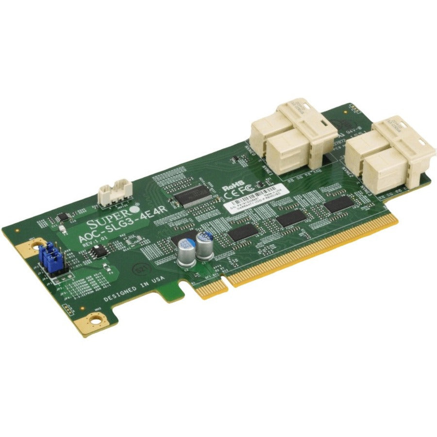 Supermicro Low Profile 12.8 Gb/s Quad-Port NVMe Internal Host Bus Adapter - AOC-SLG3-4E4R-O