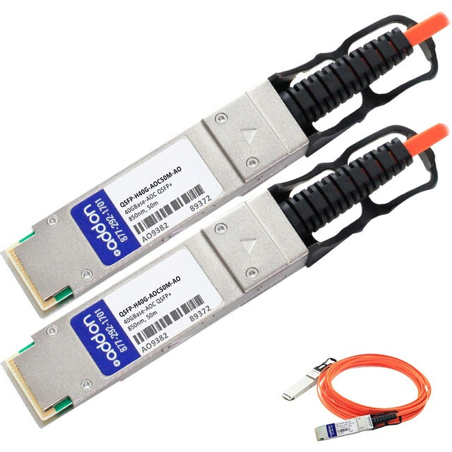 AddOn Cisco Compatible TAA Compliant 40GBase-AOC QSFP+ to QSFP+ Direct Attach Cable (850nm, MMF, 50m) - QSFP-H40G-AOC50M-AO