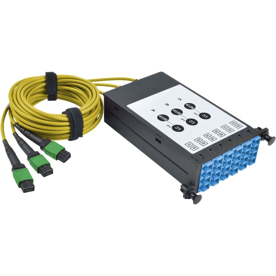 Eaton Tripp Lite Series 40/100Gb Fiber Breakout Cassette with Built-In MTP Cables, 40Gb to 4 x 10Gb, 100Gb to 4 x 25Gb, (x3) 8-Fiber Singlemode MTP/MPO to (x12) LC Duplex 9/125 - N482-3M8L12S-B