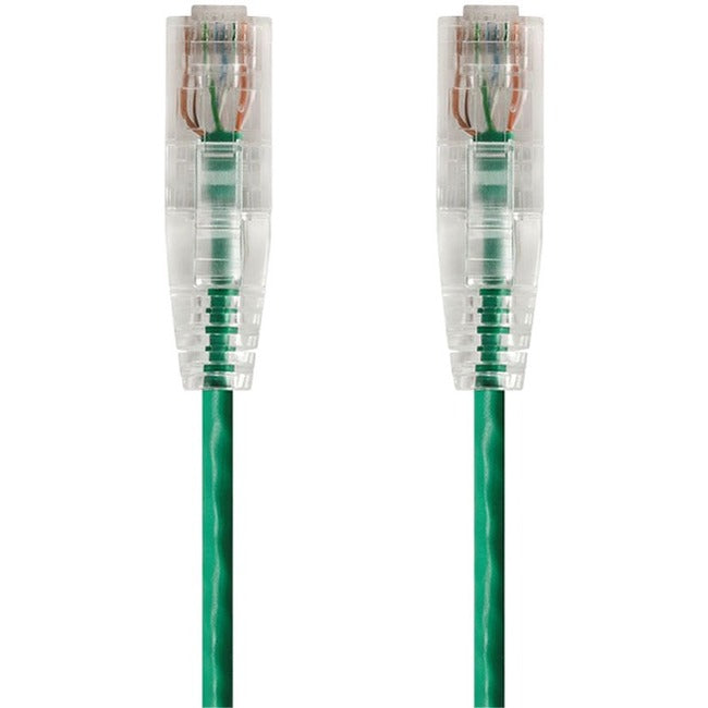 Monoprice SlimRun Cat6 28AWG UTP Ethernet Network Cable, 2ft Green - 14804
