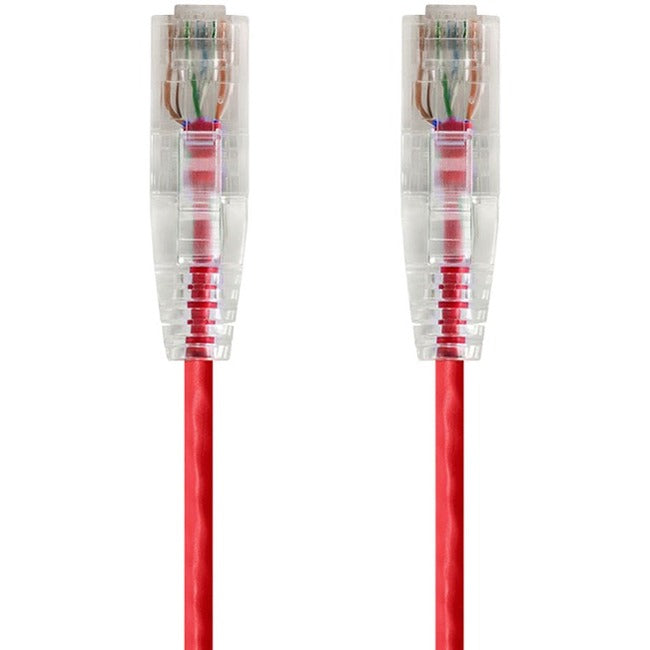 Monoprice SlimRun Cat6 28AWG UTP Ethernet Network Cable, 2ft Red - 14802