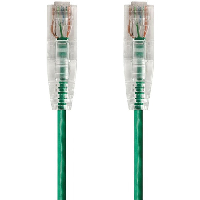 Monoprice SlimRun Cat6 28AWG UTP Ethernet Network Cable, 3ft Green - 14808