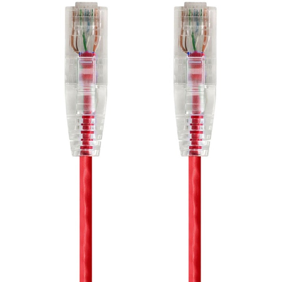 Monoprice SlimRun Cat6 28AWG UTP Ethernet Network Cable, 3ft Red - 14806