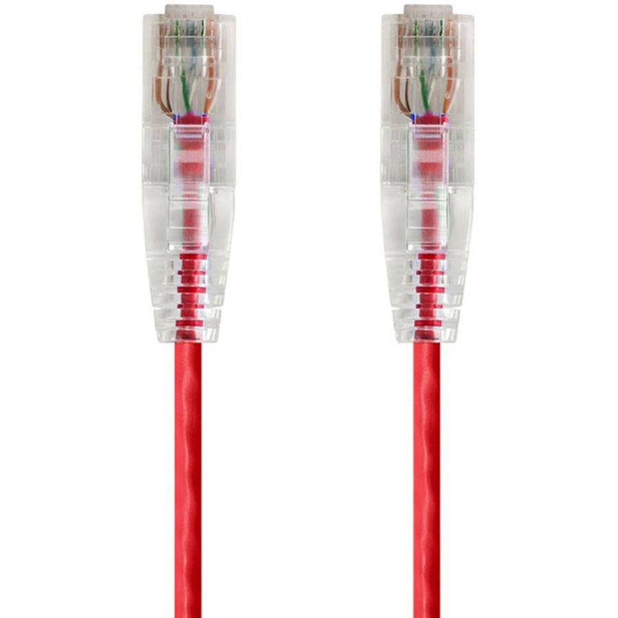Monoprice SlimRun Cat6 28AWG UTP Ethernet Network Cable, 3ft Red - 14806