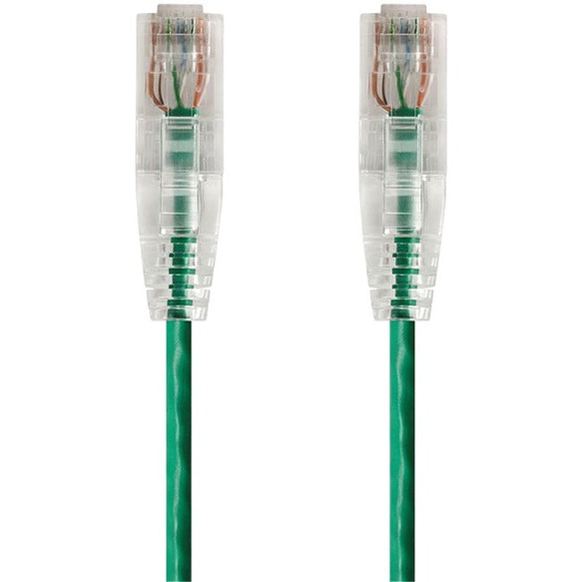 Monoprice SlimRun Cat6 28AWG UTP Ethernet Network Cable, 5ft Green - 14812