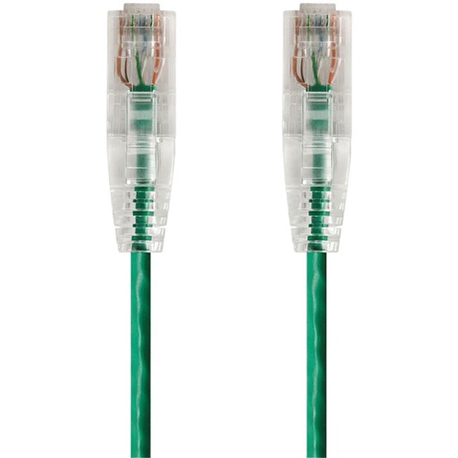 Monoprice SlimRun Cat6 28AWG UTP Ethernet Network Cable, 7ft Green - 15208