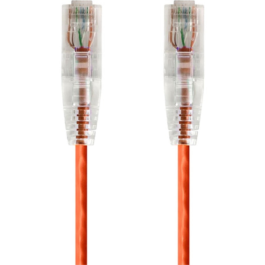Monoprice SlimRun Cat6 28AWG UTP Ethernet Network Cable, 7ft Orange - 14815