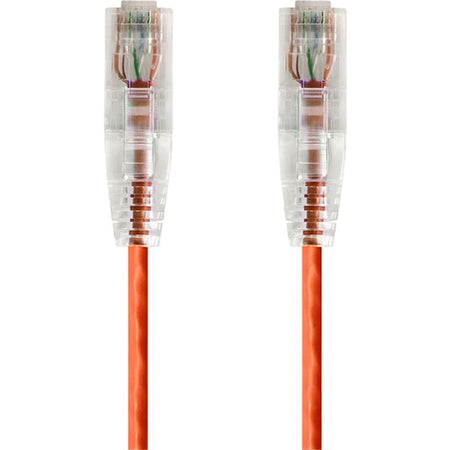 Monoprice SlimRun Cat6 28AWG UTP Ethernet Network Cable, 7ft Orange - 14815