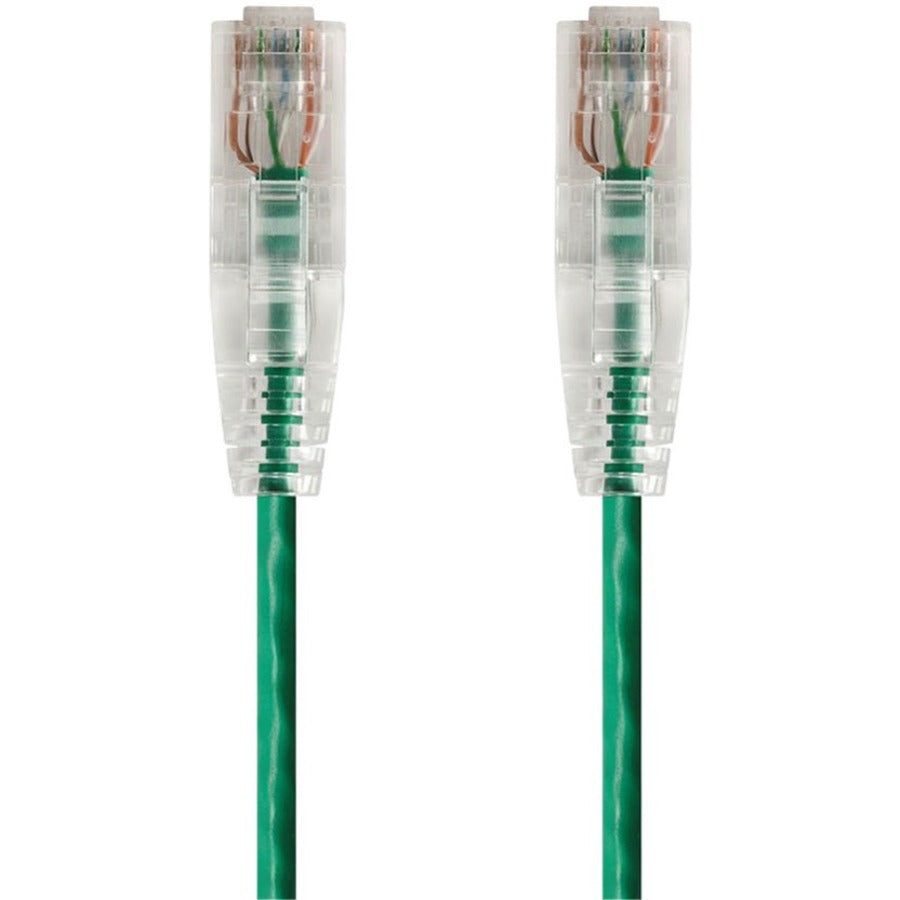 Monoprice SlimRun Cat6 28AWG UTP Ethernet Network Cable, 14ft Green - 14824