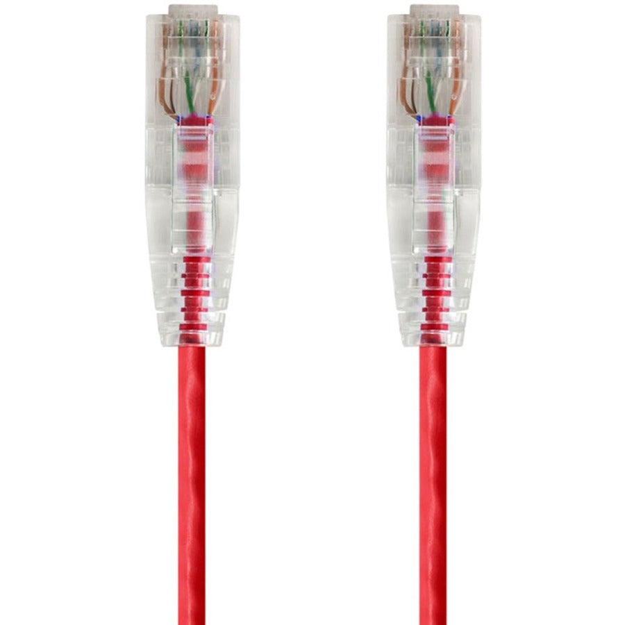 Monoprice SlimRun Cat6 28AWG UTP Ethernet Network Cable, 14ft Red - 14822