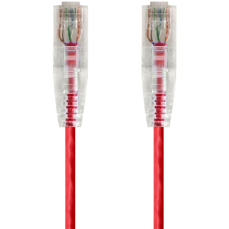 Monoprice SlimRun Cat6 28AWG UTP Ethernet Network Cable, 14ft Red - 14822
