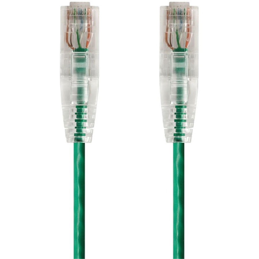 Monoprice SlimRun Cat6 28AWG UTP Ethernet Network Cable, 20ft Green - 14828