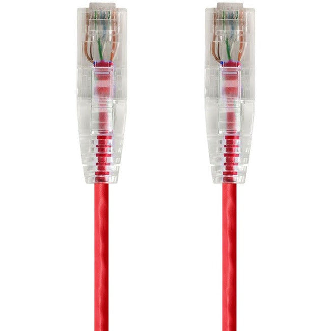 Monoprice SlimRun Cat6 28AWG UTP Ethernet Network Cable, 1ft Red - 14793